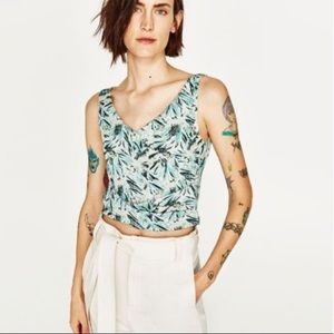 NWT Zara | Jacquard Metallic Floral Crop Top
